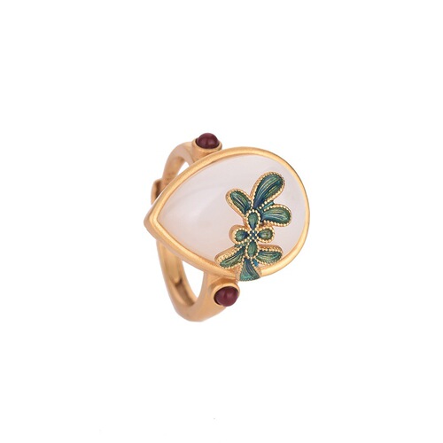  Summer New Product Chinese Style Ancient Costume Hanfu Temperament Girls Matching Hand Jewelry Imitation Hotan Yunan Red Ring Women