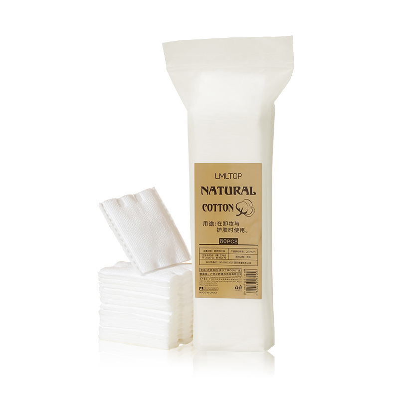 Lmltop bolsa de algodón cosmético 80 piezas Borde de doble cara punto de presión engrosada limpieza algodón removedor de uñas pieza de algodón al por mayor b155