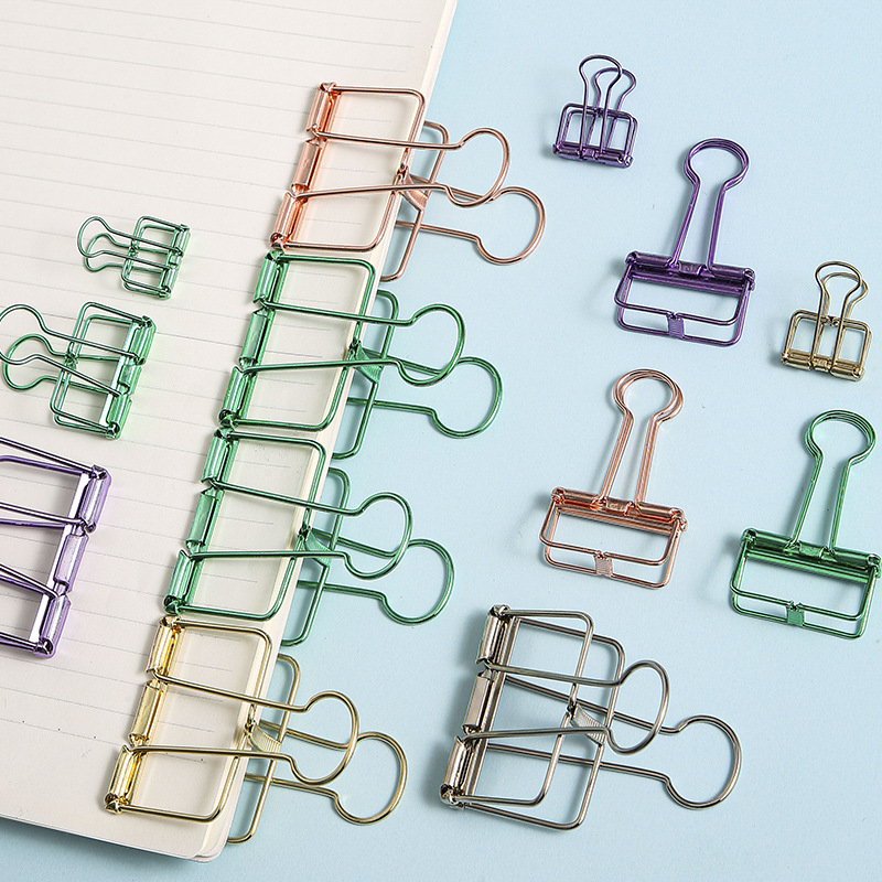Large, medium and small size, storage color hollow long tail clip, bill clip, hand account I-shaped swallowtail clip, 8 colors optional