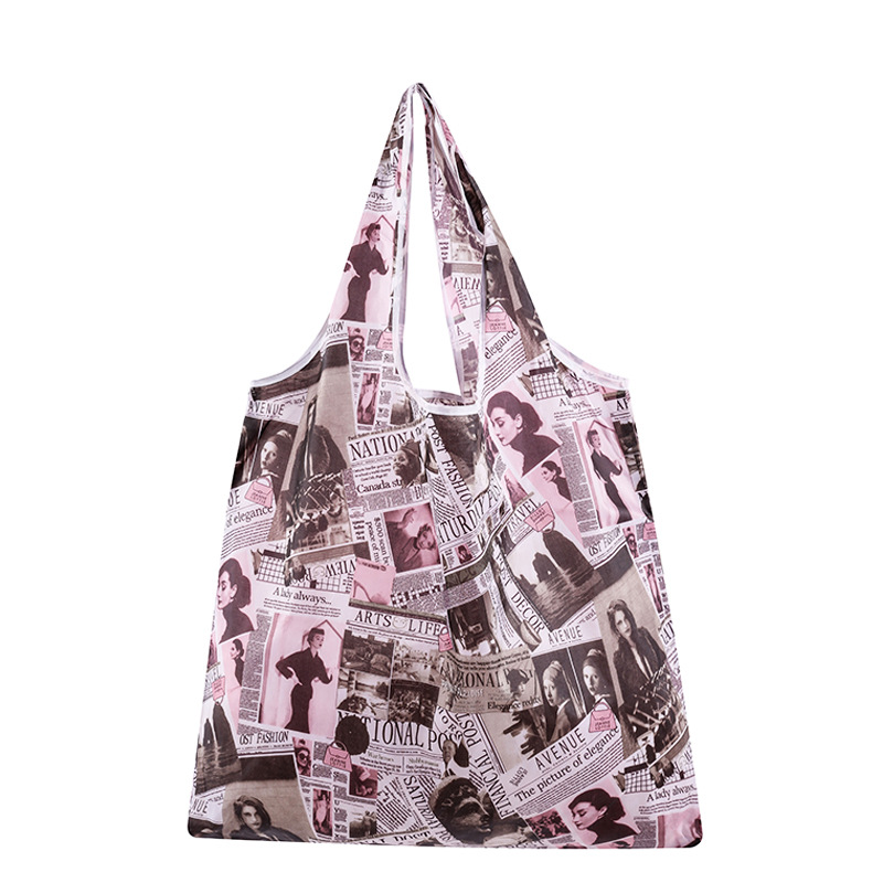 En stock gran bolsa de poliéster color Flip bolsa de protección del medio ambiente bolsa de compras supermercado plegable bolsa de compras plegable bolso portátil