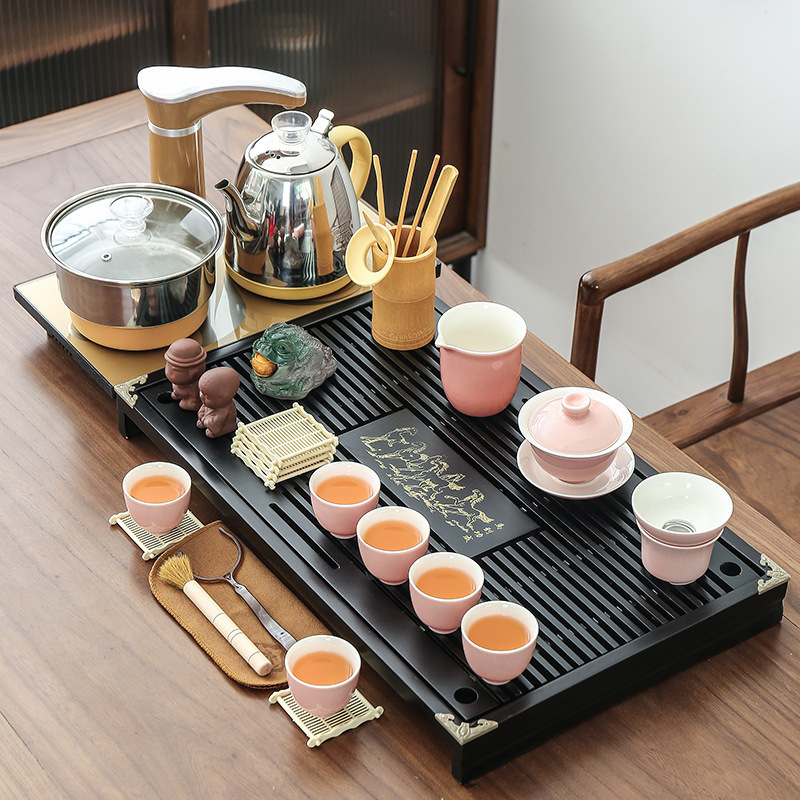 茶器セット家庭用全自動セット工夫茶杯紫砂茶道オフィス一体茶台実木茶盤|undefined