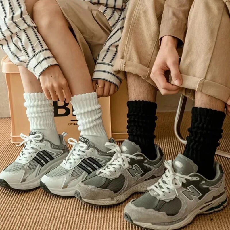 Shawn Yue High Elastic Men's and Women's Sports Socks Black and White Gray Student Basketball Socks Long Two-Bar Trendy Socks