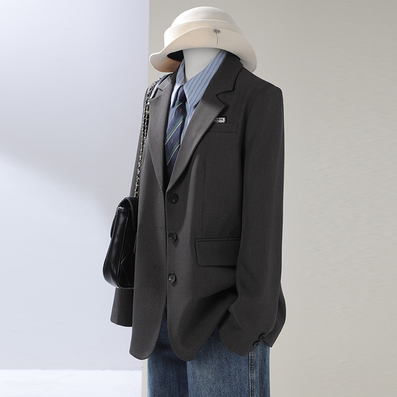 灰色西装外套女秋季2025秋季高级感通勤时尚气质宽松休闲西服上衣|undefined
