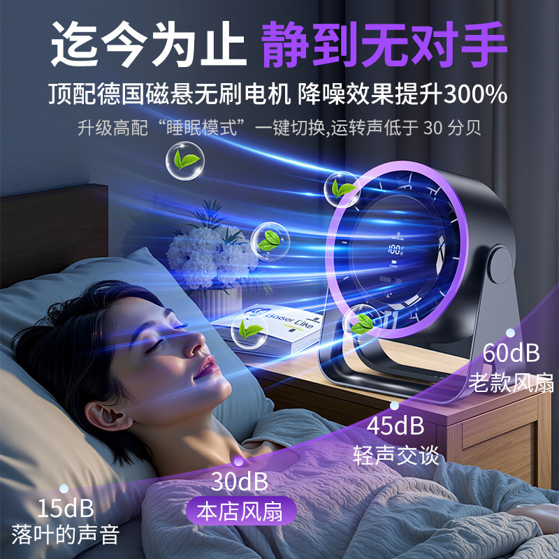 新型黒科学技術空気循環ファンUSB静音タービン寮オフィス小型デスクトップ学生充電金|undefined