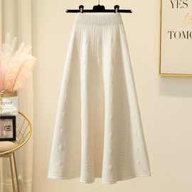 中长款针织半身裙女秋冬搭配毛衣高腰字伞裙冬裙毛线大摆长裙子潮