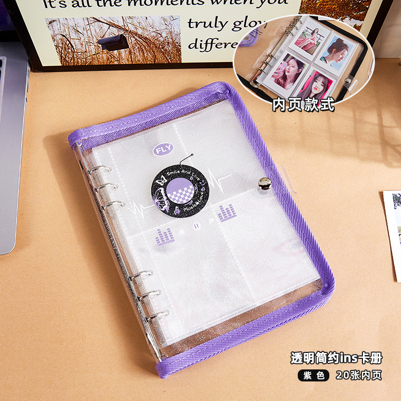 Folleto de tarjetas ins simple transparente Folleto de fotos Polaroid de cuatro cuadrículas de 3 pulgadas Folleto de colección de tarjetas pequeñas