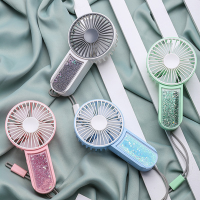 2021新款USB充電流沙風扇夜光燈手持迷妳靜音時尚簡約大風力風扇