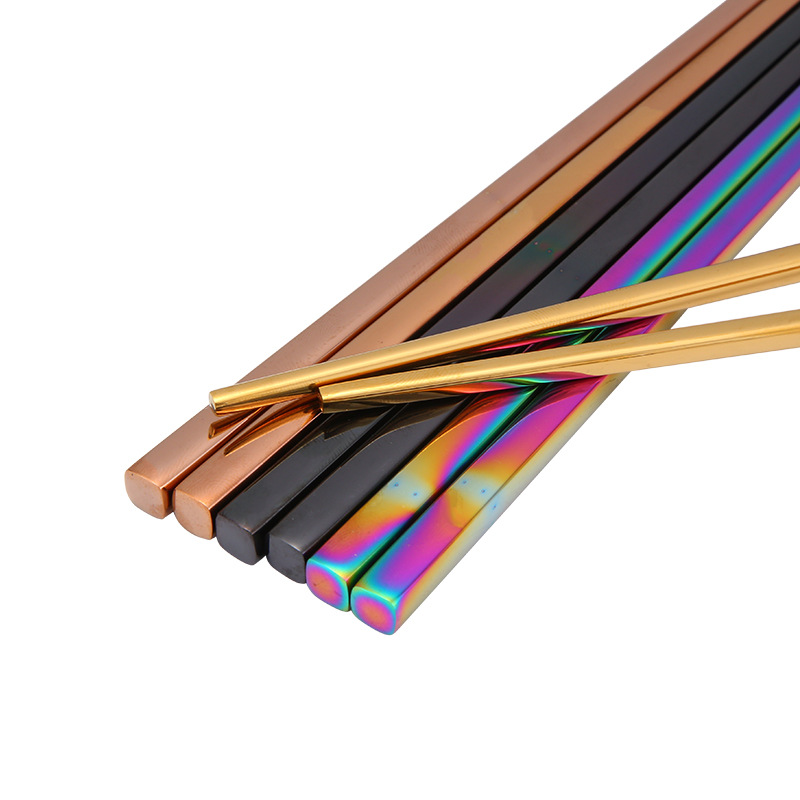 Todos los palillos 304 palillos de acero inoxidable hogar Hotel hueco anti-escaldado palillos portugueses titanio palillos coreanos al por mayor