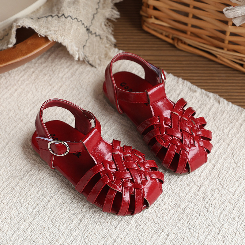 Girls Summer New Style Sandals Closed Toe Roman Breathable Non Slip Beach Shoes For Little Kids_voghion.com