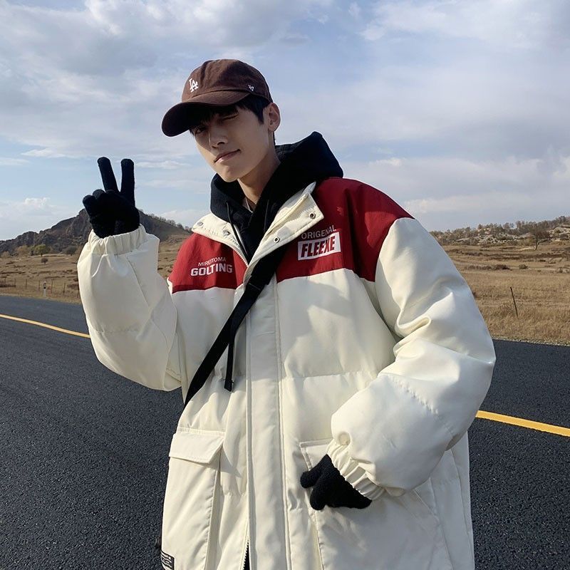 男款冬季美式高街时尚潮牌棉衣外套 小众设计感宽松大码百搭棉服
