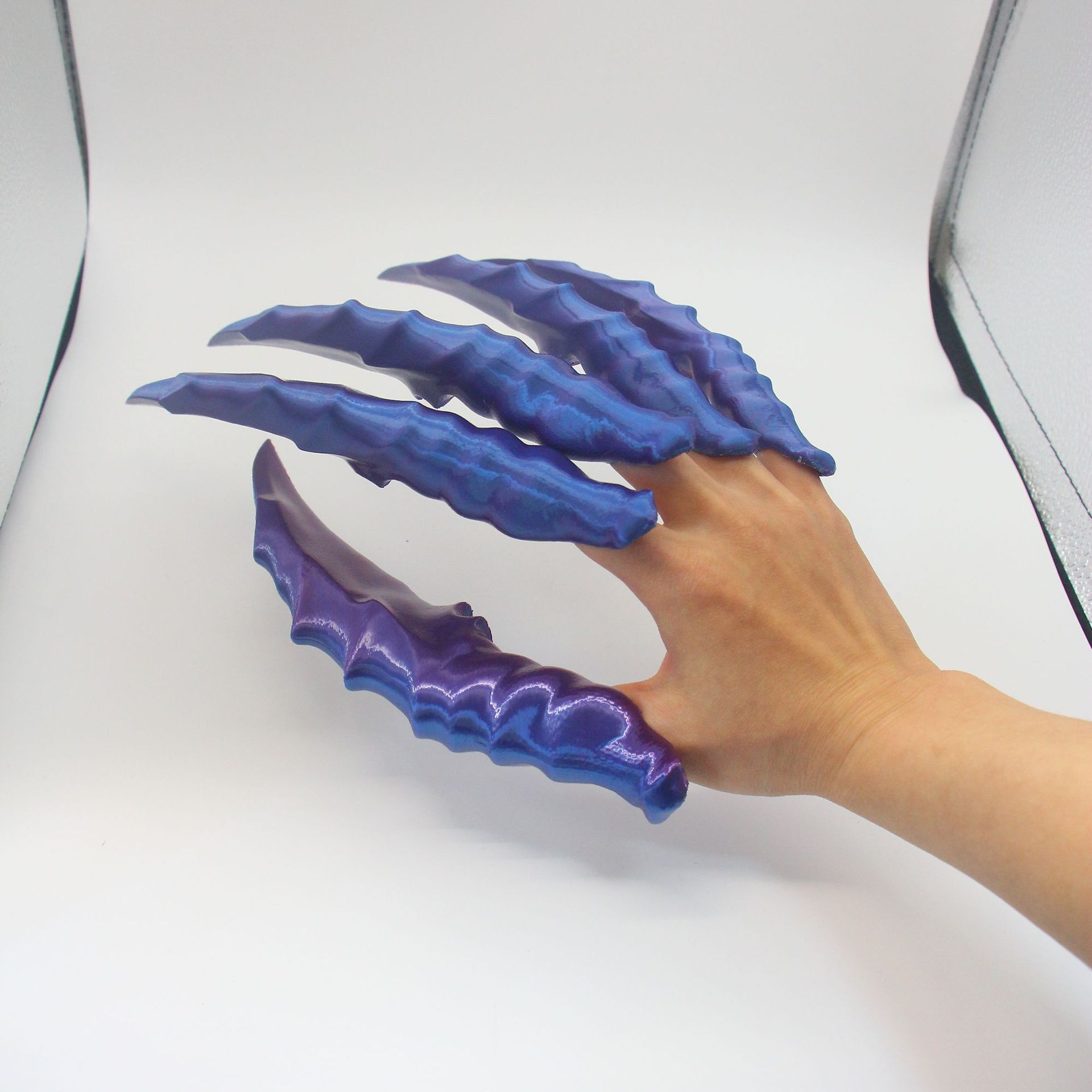 [성인모델] 파란색과 보라색의 갈라진 공중발톱 10개