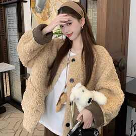 慵懒风羊羔毛外套女装秋冬新款宽松加厚皮毛一体休闲减龄皮草上衣