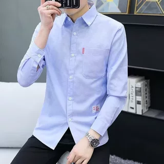 时尚百搭长袖衬衫大码男装日系文艺新款春秋季流行潮流一件代发
