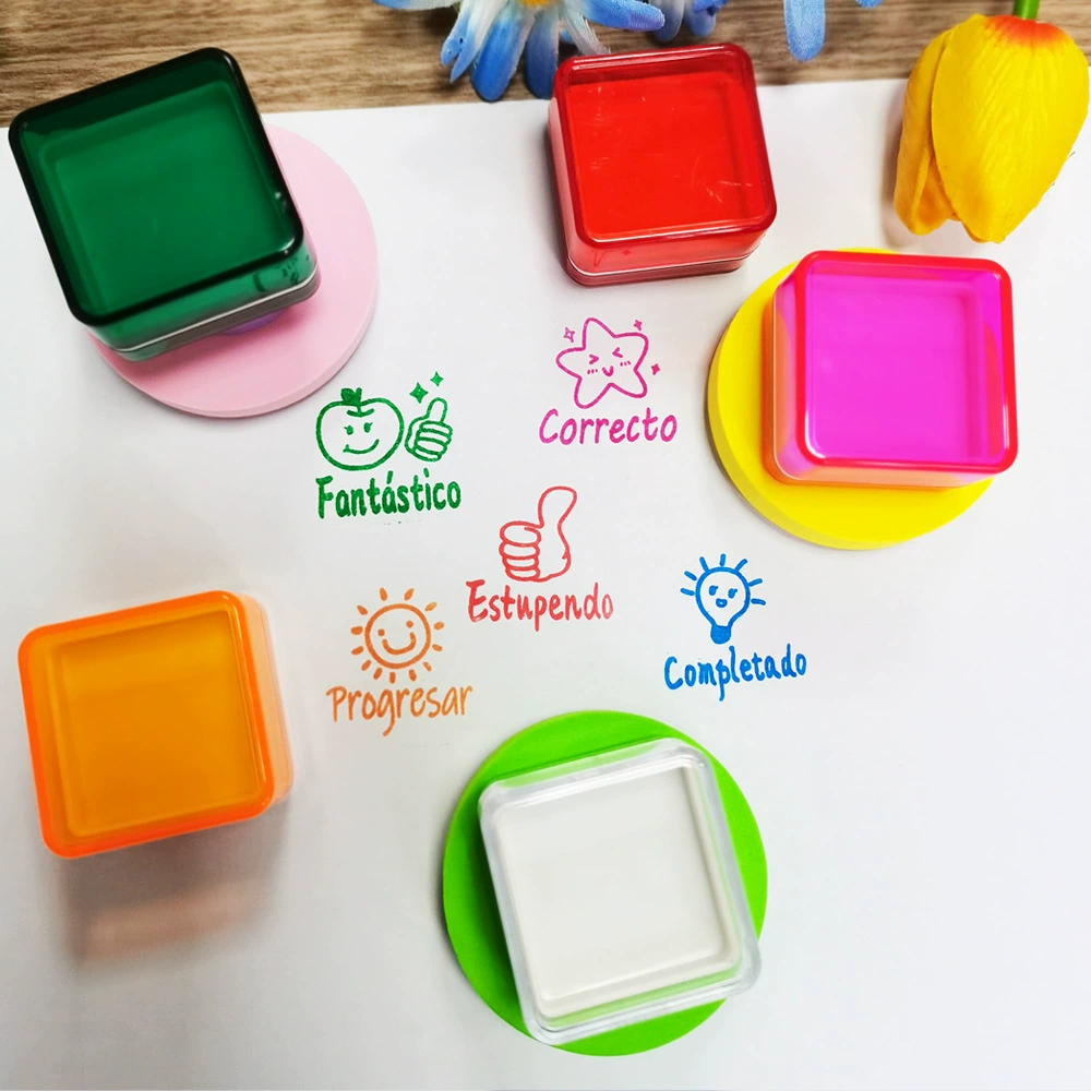 Набор из 4 и 5 штук красочных штампов для испанского учителя испанского языка, автоматическое нанесение чернил, штампы для коррекции похвалы и поощрения.