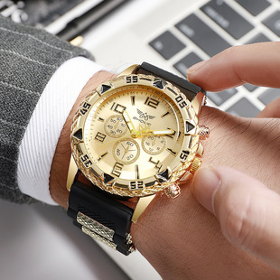 New Cross-Border Watch Silicone Band Blue Light Glass Men's Watch Foreign Trade Hot Selling Quartz Watch Sports Large Dial Watch
