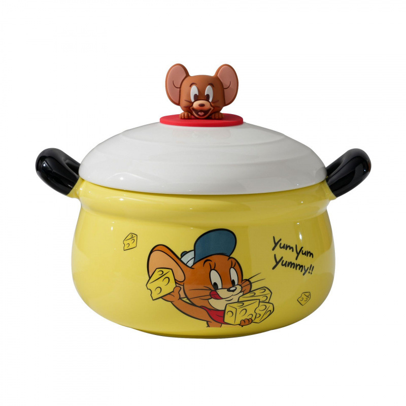 Gato y ratón cuenco de cerámica doméstico 2025 nuevo cuenco de fideos de alta cara cuenco especial para dormitorios lindo regalo de cumpleaños
