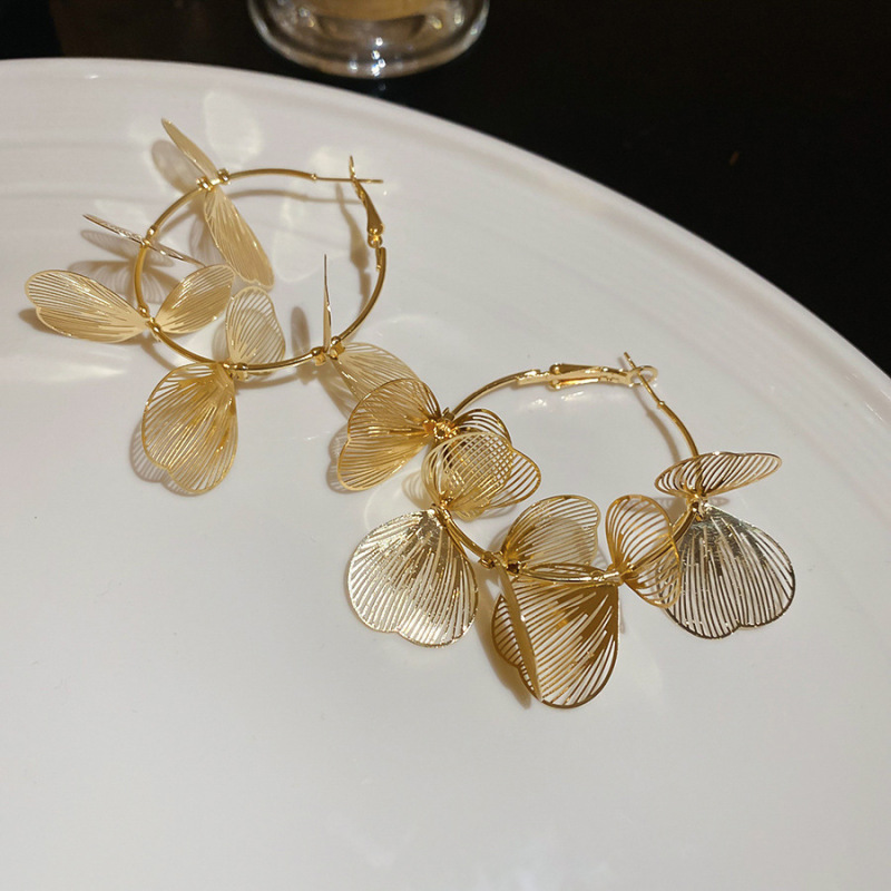 银针金属风镂空花瓣花朵耳环轻奢高级感耳钉欧美跨境时尚百搭耳饰|undefined