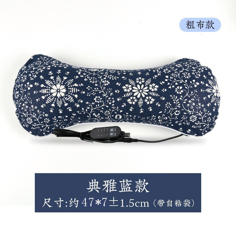 면과 린넨 뼈 베개 가열 모델 - 우아한 블루