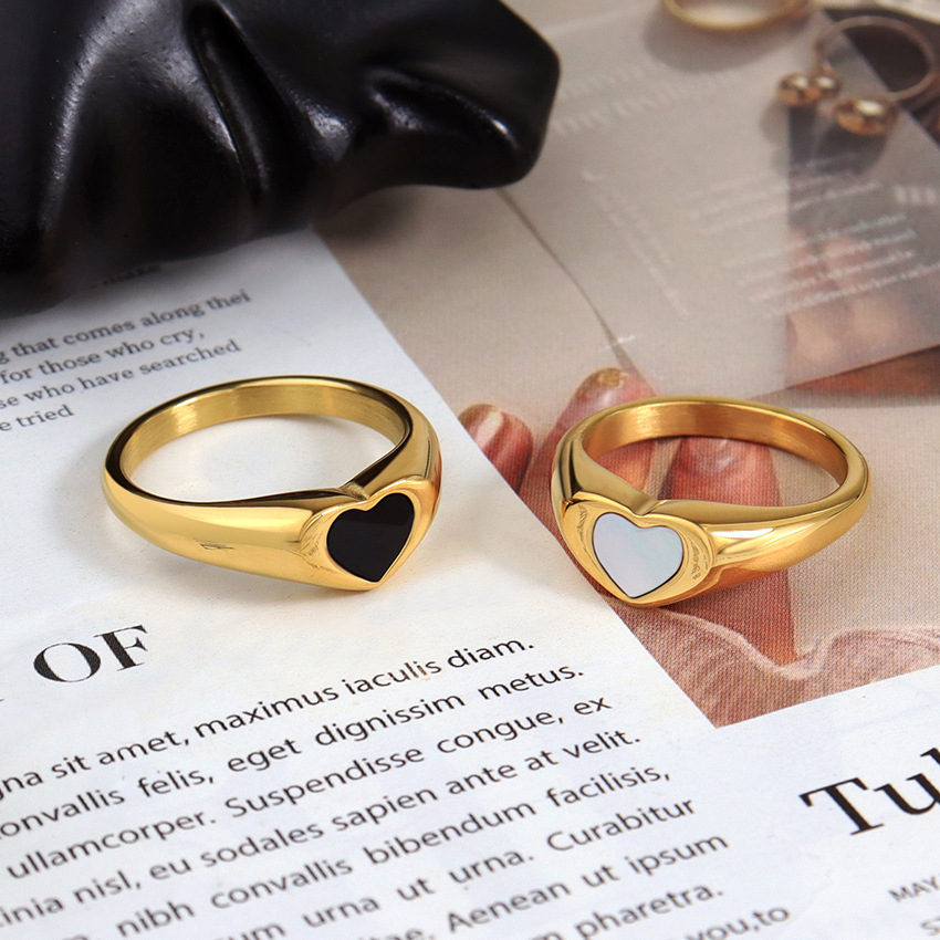 Rings Classification Daily Occasion Stainless Steel Material Simple Style Heart Shape Stainless Steel Plating 18k Gold Plated Rings