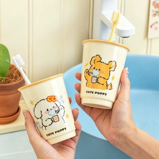 可爱小狗情侣陶瓷漱口杯家用一对刷牙杯子高颜值洗漱杯牙刷杯牙缸