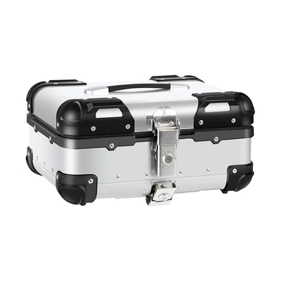 Wholesale Black 22L Rounded Corner Motorcycle trunk - silver-rounded-corners-22l