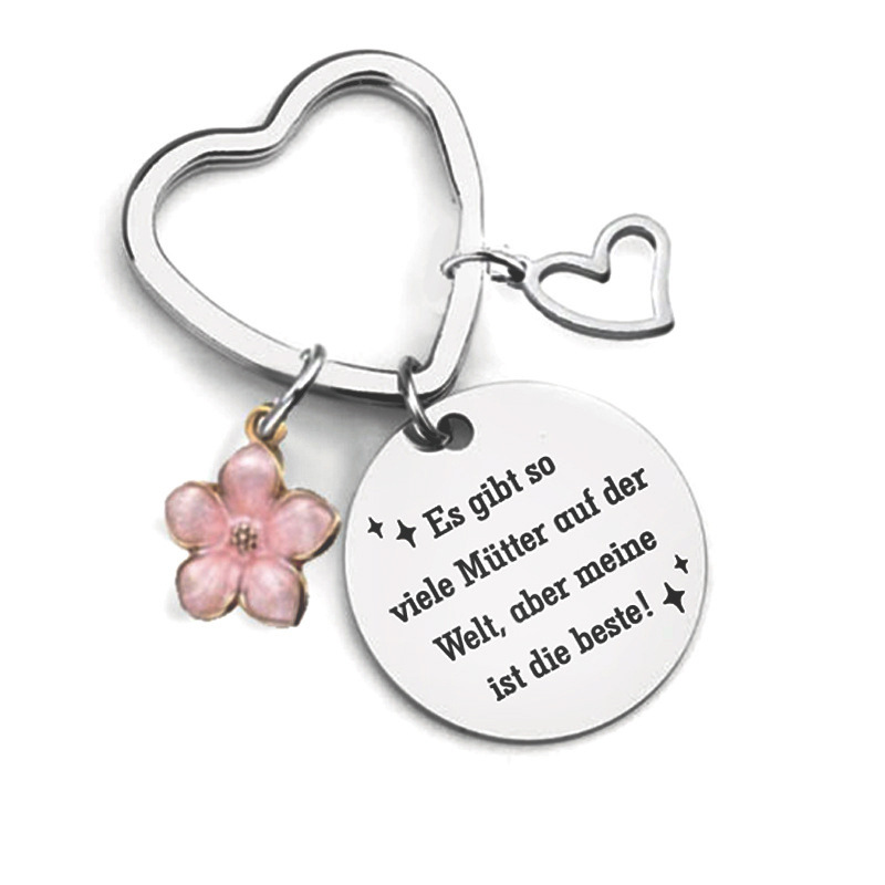 Inlay Design Simple Style Style Simple Style Letter Flower 201 Stainless Steel Inlay Birthstone Women's Bag Pendant Memorial Keychains