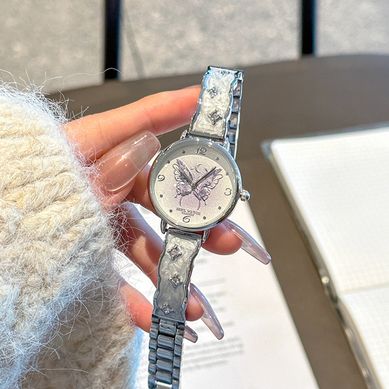 Butterfly Bracelet Watch for Women Skhl Moonlight Gray Dreamy Elegant Wristwatch Ins Style Niche Light Luxury Quartz Watch for Women