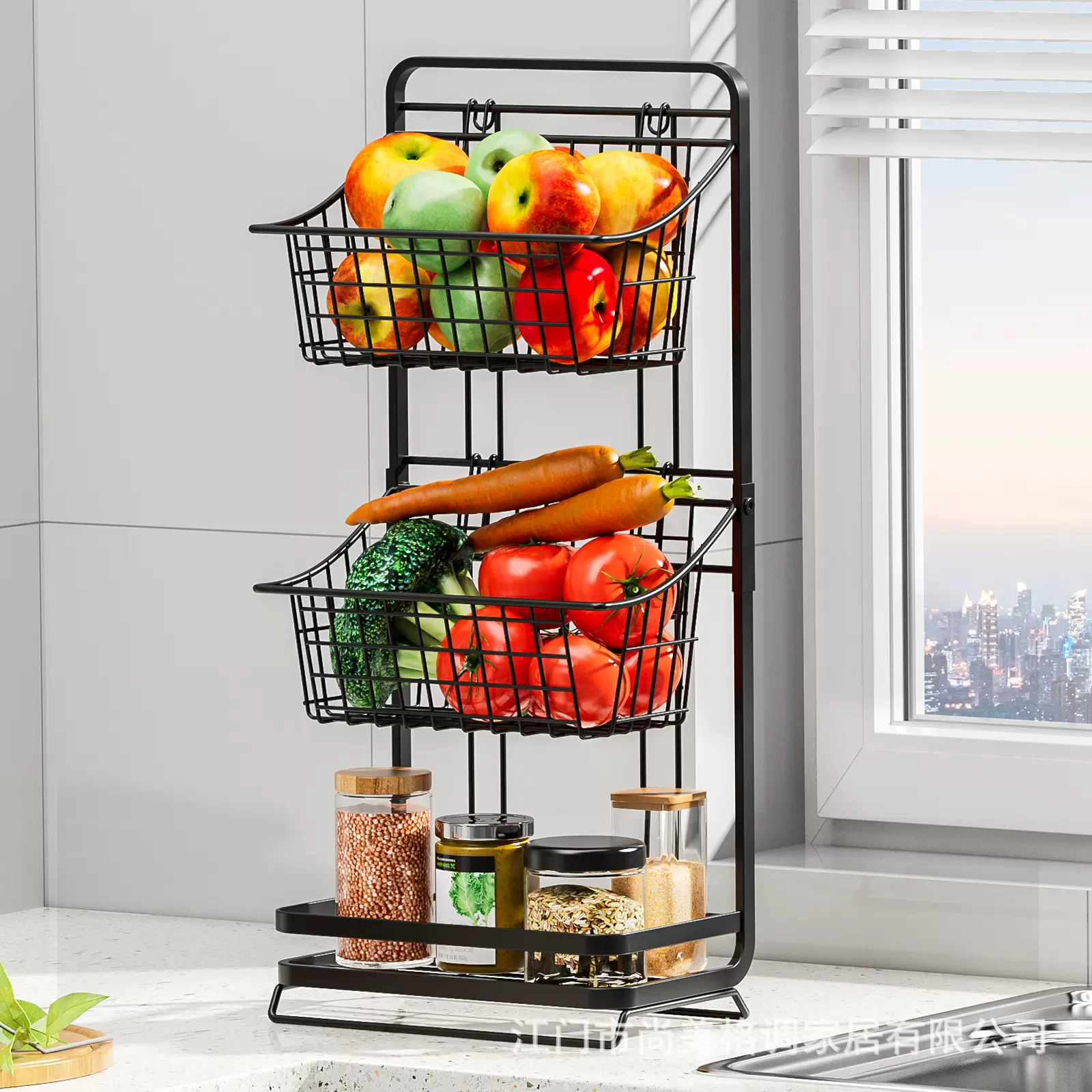 跨境亚马逊厨房置物架多层落地家用水果蔬菜篮子零食玩具收纳神器