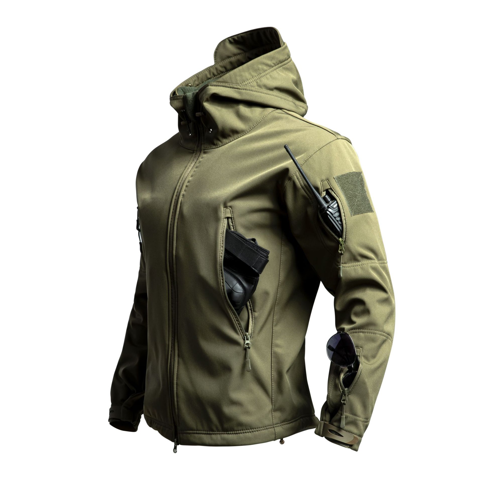 Chaqueta de caparazón suave de piel de tiburón al aire libre para hombres, primavera y otoño, invierno, pesca, esquí, ciclismo y chaqueta de alpinismo de terciopelo