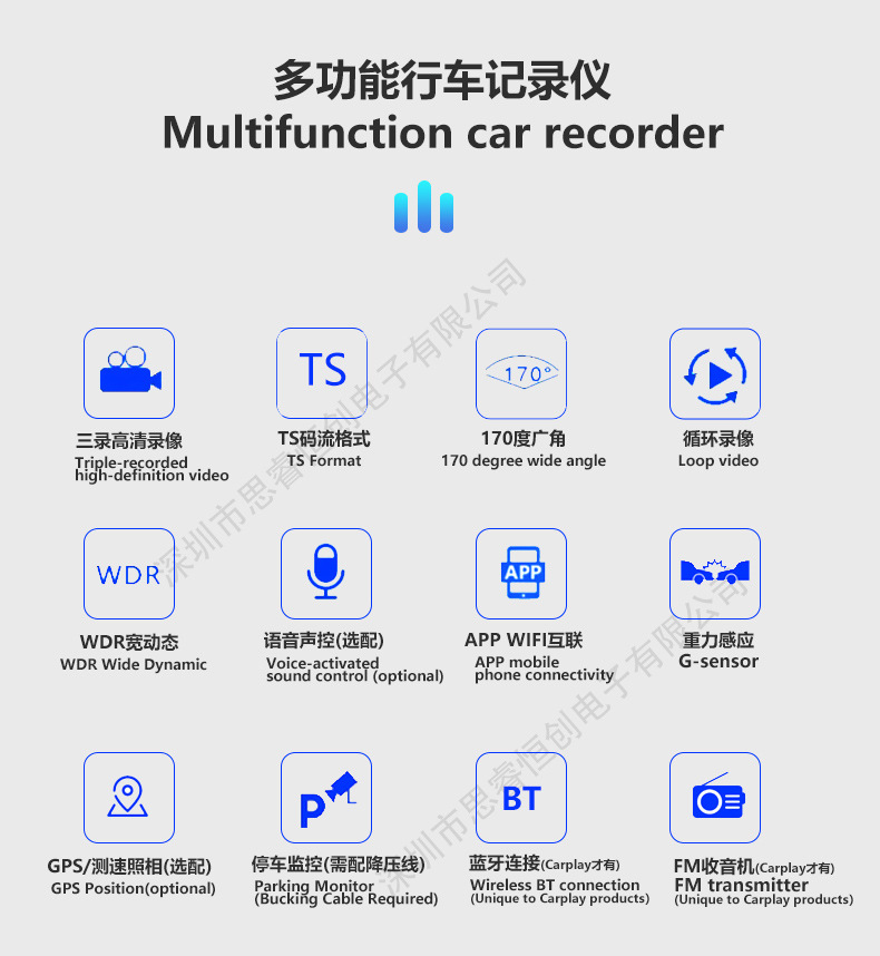 Carplay Full-Screen Streaming Rearview Mirror Driving Recorder 2.5K Ultra-High Definition Front and Rear Dual Recording Mobile Phone Screen Projection