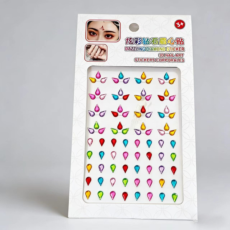 Colorful Diamond Nail Stickers, Eye Makeup, Forehead and Face Stickers, Makeup Stickers, Handmade DIY Colorful Diamond Eye Corner Stickers