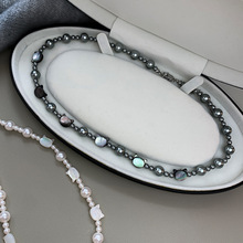 倪妮同款施家真多麻灰色珍珠项链女轻奢白黑猫咪气质颈链高端饰品