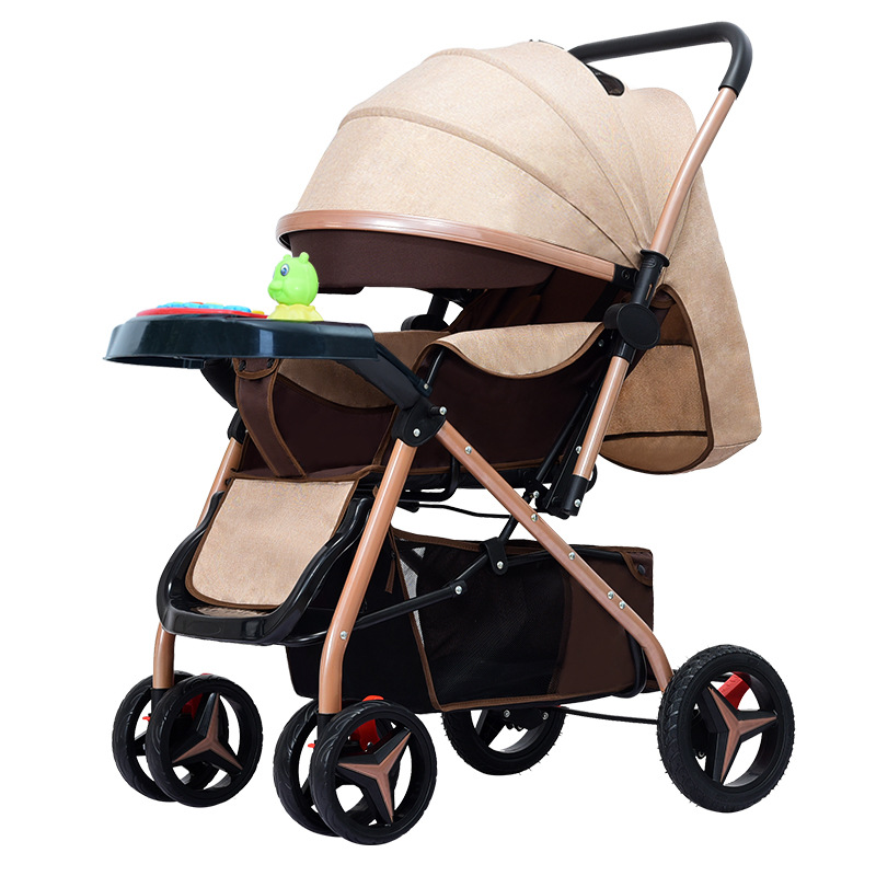 Cochecito para pasear a los niños, se puede sentar y acostar, cochecito infantil bidireccional, ligero, con vista alta, cochecito plegable con cuatro ruedas.