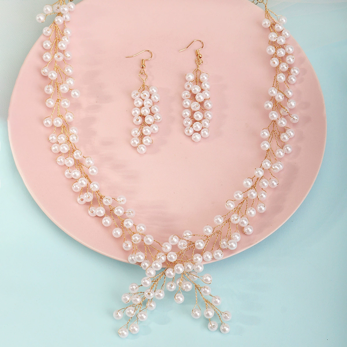 Ожерелье и серьги, комплект, платье для фотосессий, handmade аксессуар, жемчужный браслет, ожерелье из кристаллов, для импорта