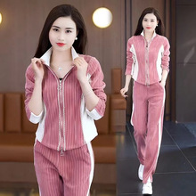 休闲时尚套装女装2025春秋今年流行新款女士时尚洋气阔腿裤两件套