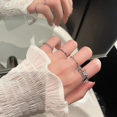 銅合金戒指 蝴蝶四件套女簡約輕奢開口食指戒輕奢時尚個性指環潮