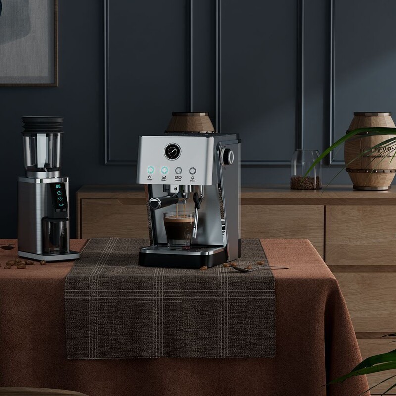 OUTRIP Italian Coffee Machine with Pressure Gauge, Steam Milk Frother, Household Stainless Steel Italian Machine, Factory Wholesale OUTRIP Italian Coffee Machine with Pressure Gauge, Steam Milk Frother, Household Stainless Steel Italian Machine, Factory Wholesale