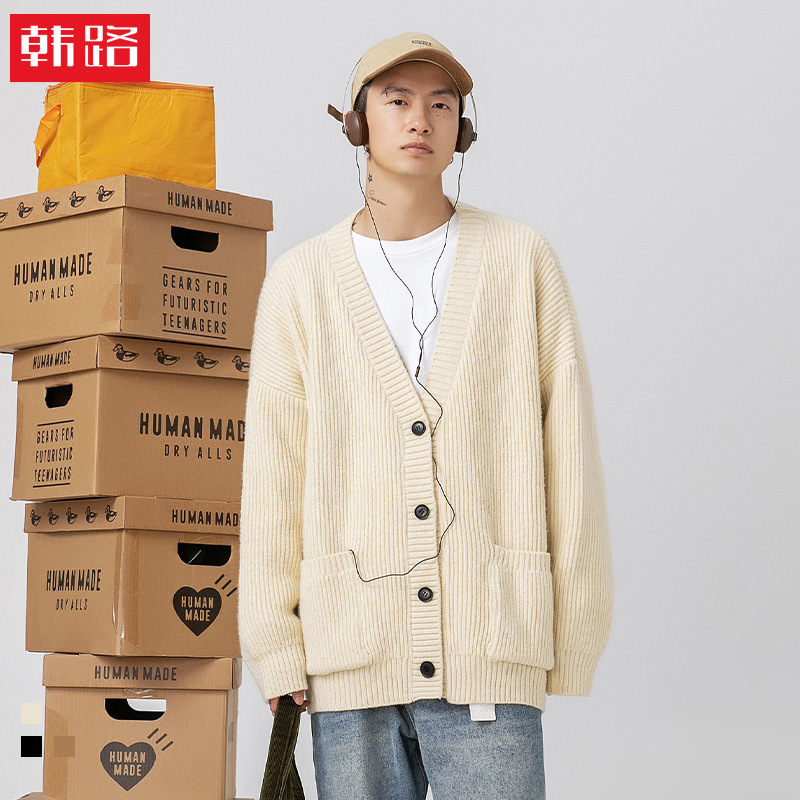Thick Knit Texture Cardigan Sweater Autumn and Winter New Japanese Style Couple's Versatile Simple Solid Color Knitwear Jacket Thick Knit Texture Cardigan Sweater Autumn and Winter New Japanese Style Couple's Versatile Simple Solid Color Knitwear Jacket