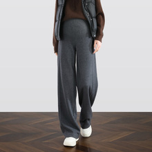 孕妇裤秋冬外穿2024新款直筒裤宽松大码加绒加厚阔腿裤弯刀长裤女