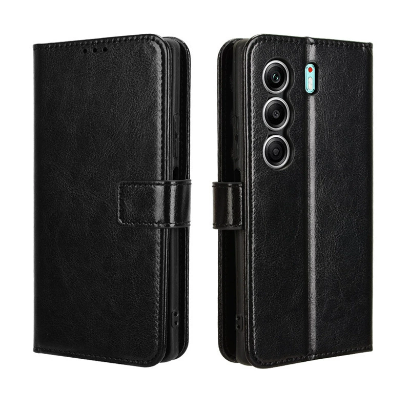 Чехол для мобильного Tecno Camon 40 Pro/Premier с кобурой для карт, кожа Crazy Horse, кожаный чехол с крышкой, чехол с откидной крышкой