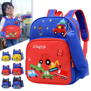 Korean cartoon kindergarten schoolbag large, medium and small class student schoolbag children's car backpack factory wholesale