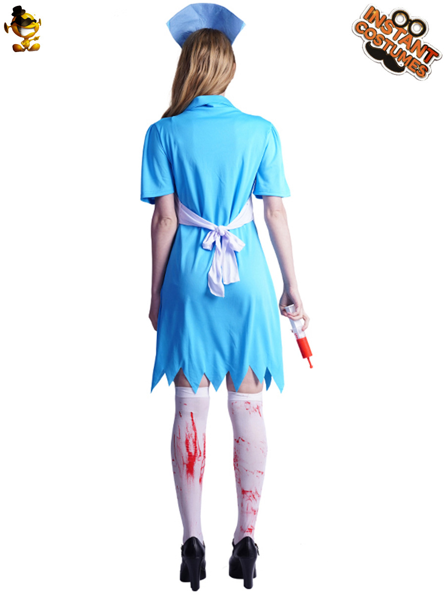 Las mujeres adultas de la enfermera del zombi sangriento partido De Halloween traje Zombie sangrienta enfermera femenina juego de rol traje
