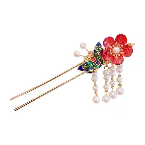 Hanfu fairy chinese princess headdress for baby kids children Chinese wind pan head of the girls ancient folk dance costume tire step wave flower tassel hair hair pin