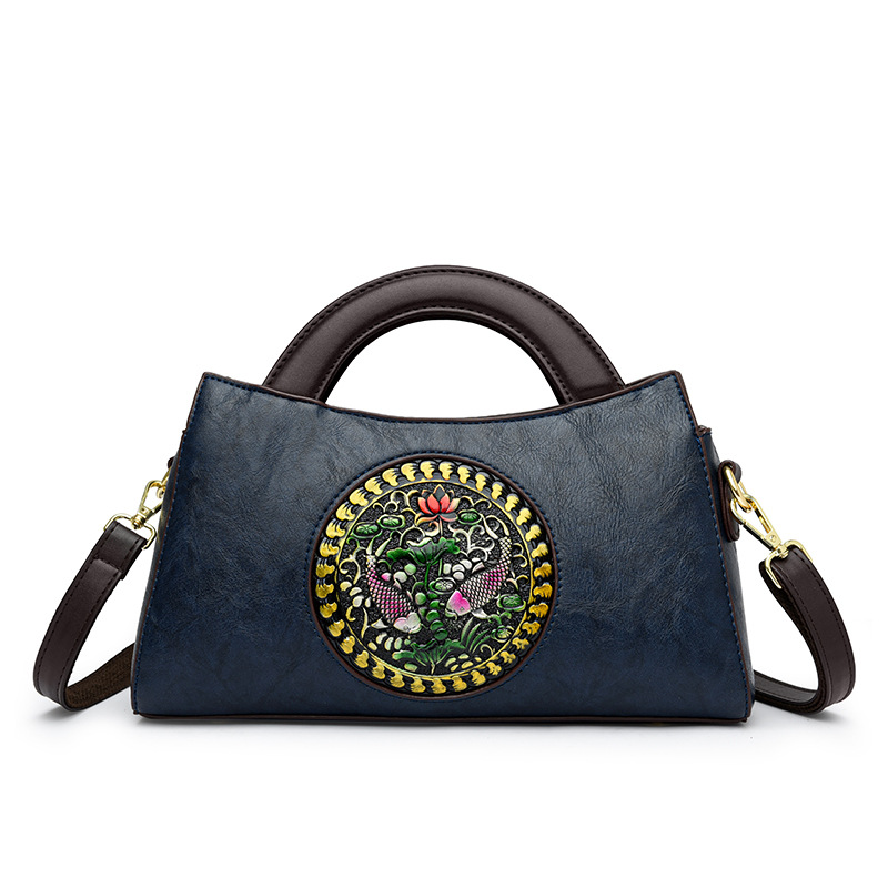 Bolso de mujer 2023 nuevo estilo nacional artístico costura moda mujer bolsa de sillín portátil hombro bolsa de mensajero al por mayor