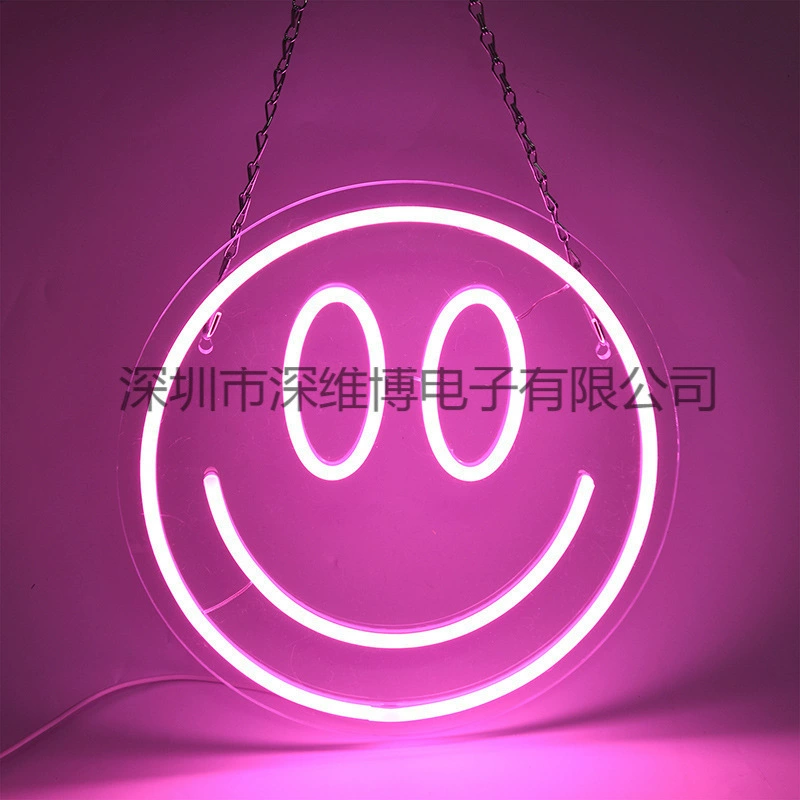 LED neon light acrylic back panel smiling face Amazon exclusive USB powered interior decoration light