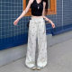 Small Bow Lace Casual Pants Women's Summer apricot Pants Thin Straight Wide Leg Pants Trousers