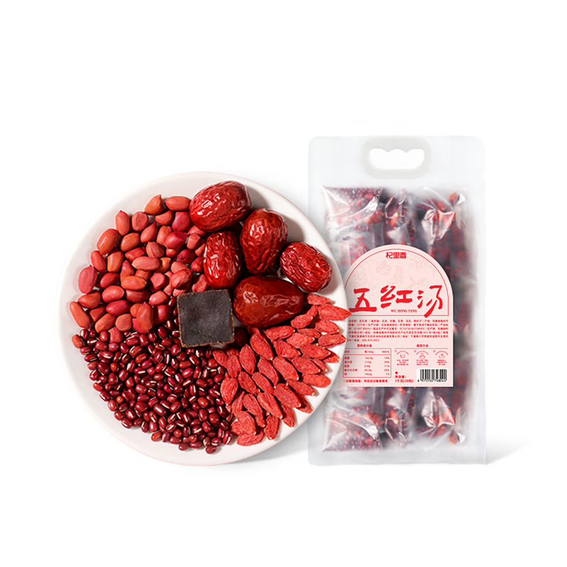Qilixiang 五赤湯 1kg レッドデーツ、クコ、ピーナッツ、小豆、黒糖、産後気血、女性の伝統的な滋養補助食品|undefined