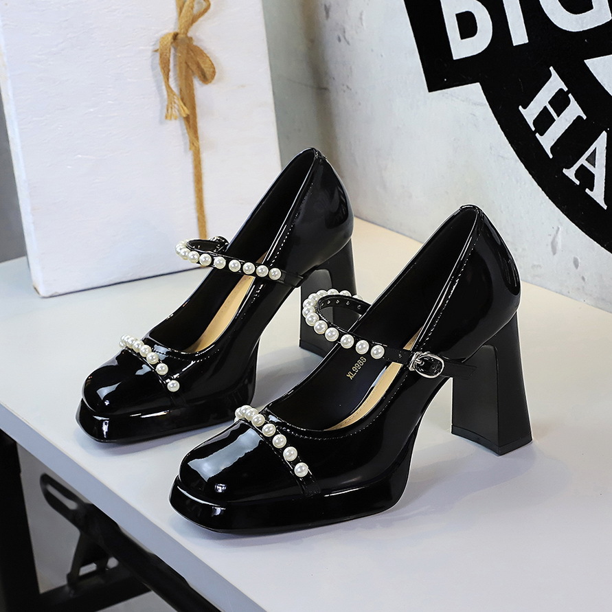 9988-H112 Retro Style Leopard Print Color Block Square Toe Chunky Heel Women's High Heels With Waterproof Platform And_vogvips.com