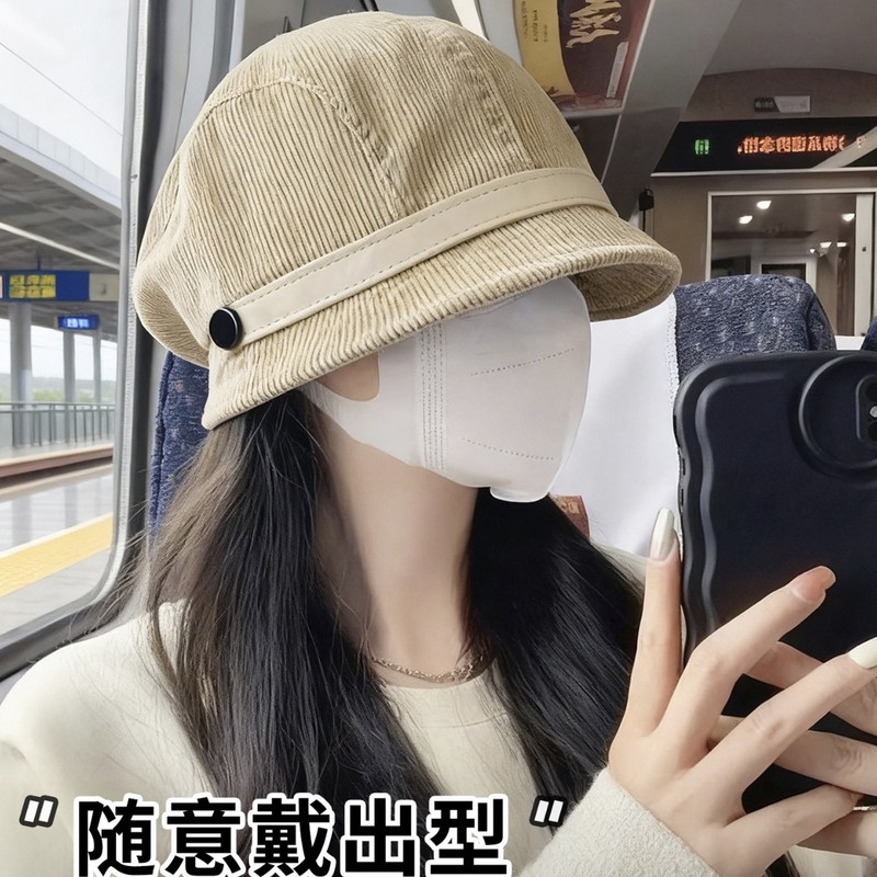 秋冬新款高品质灯芯绒渔夫帽一帽多戴可做小礼帽高性价比|undefined