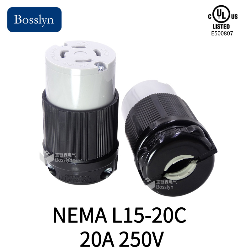 LED舞台灯连接器插座 20A美规 美式 美标电源插座 带零线插座